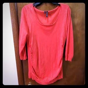 Coral color rouched sweater